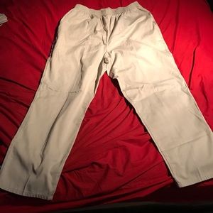 Tan elastic waist pants